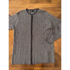 Linda Allard Ellen Tracy Petite Brown Wool Silk Blend Herringbone Sweater LP